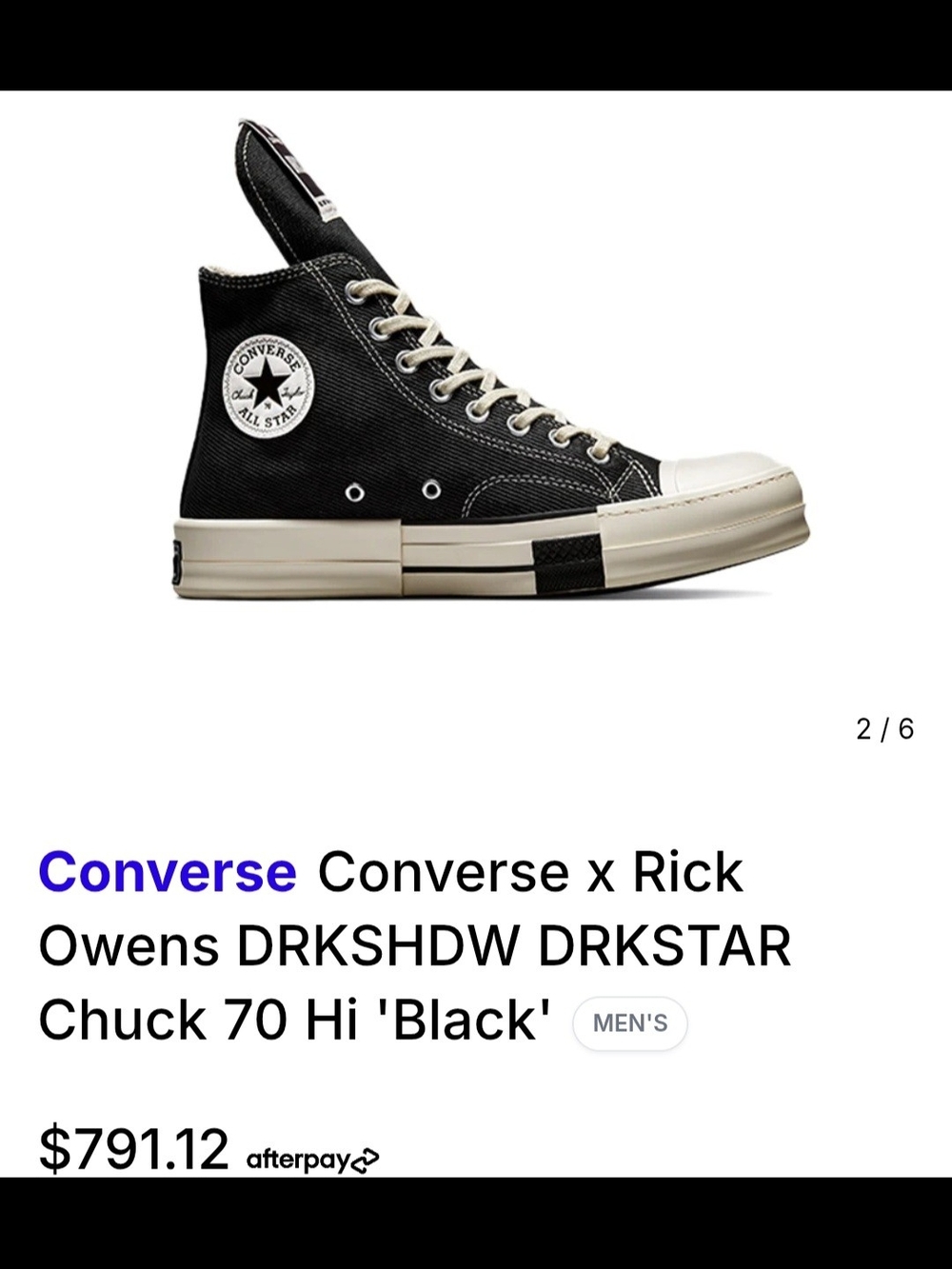 Rick Owens x DRKSHDW DRKSTAR Chuck 70 High 'Black - Picture 1 of 6